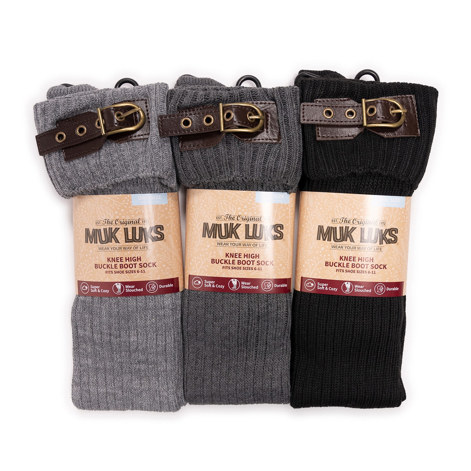 Muk Luks Womens Multi-Pack 3 Pair Boot Socks