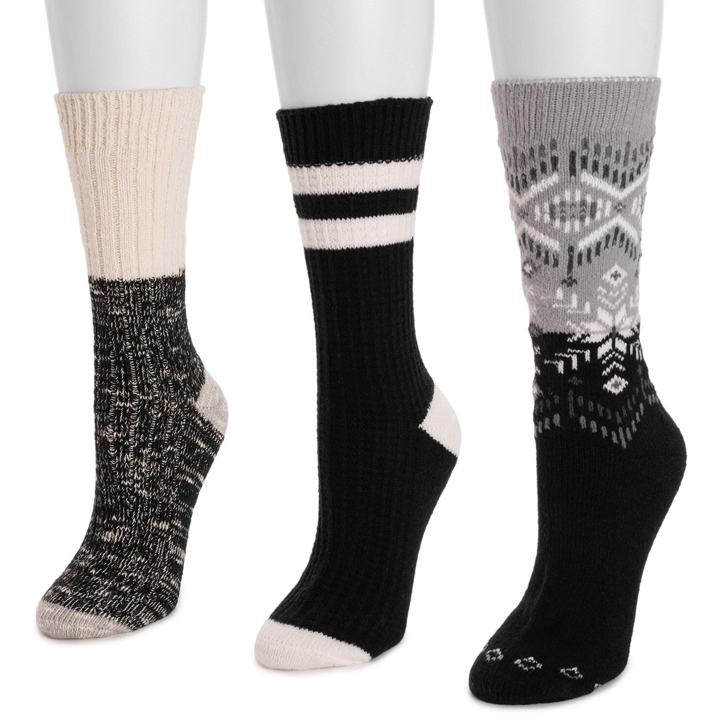 Muk Luks Womens Multi-Pack 3 Pair Boot Socks