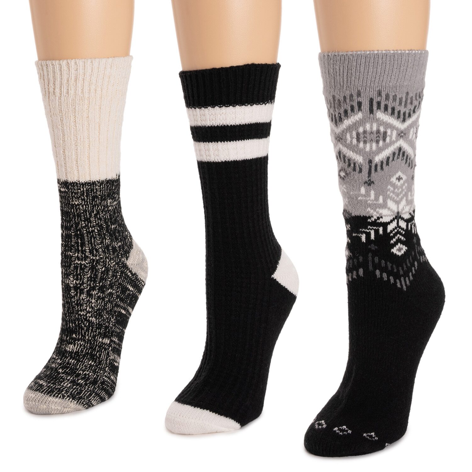 Muk Luks Womens Multi-Pack 3 Pair Boot Socks
