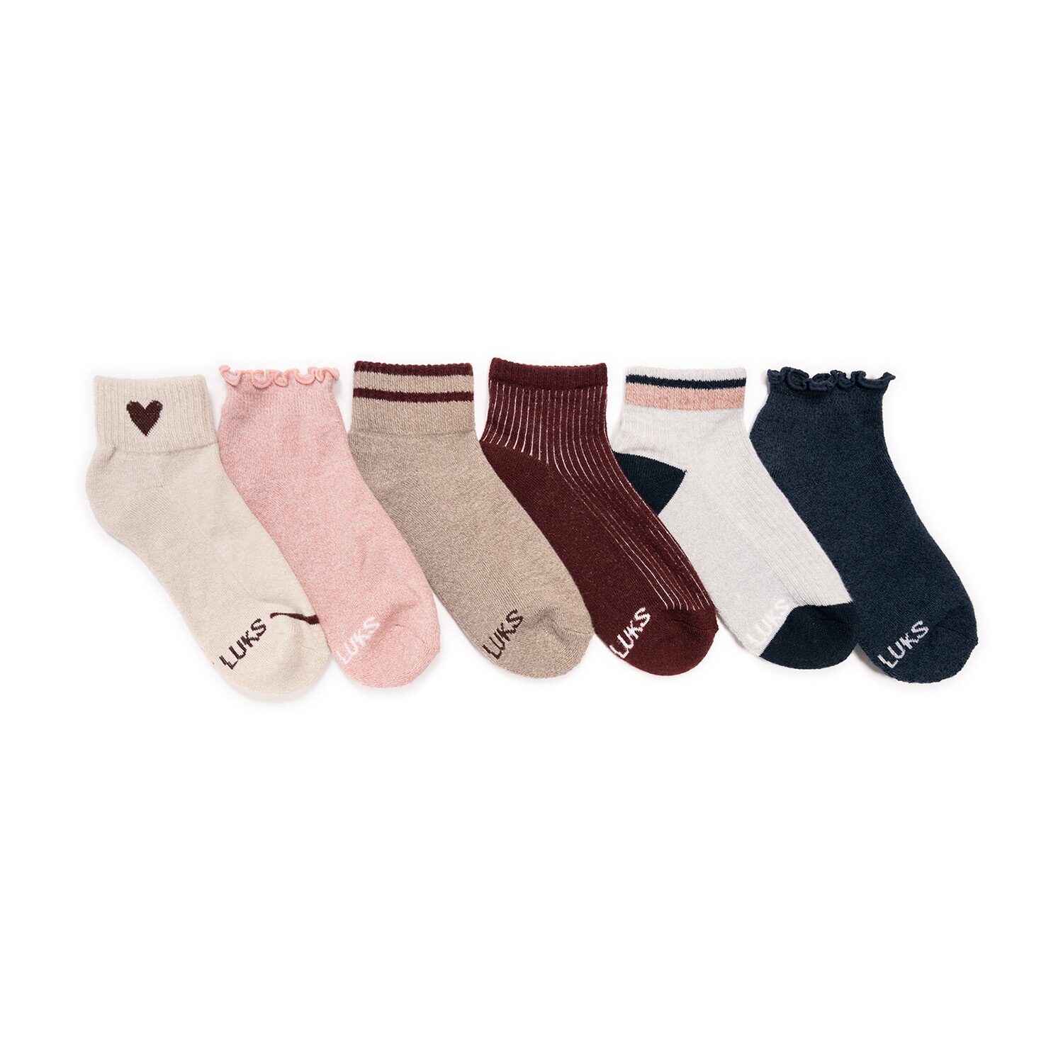 Muk Luks Womens 6 Pair Crew Socks