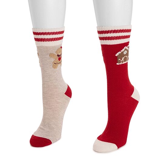 Muk Luks Womens 2 Pair Crew Socks