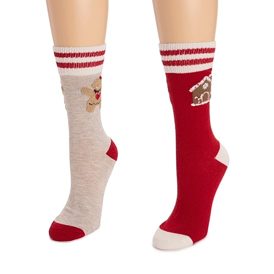 Muk Luks Womens 2 Pair Crew Socks