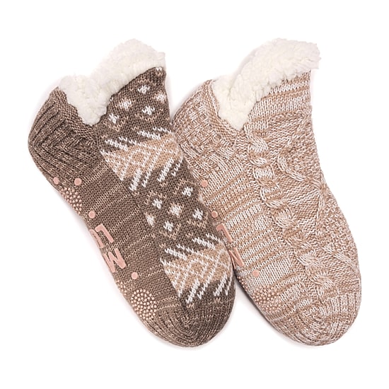 Muk Luks Womens 2 Pair Slipper Socks