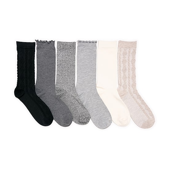 Muk Luks Womens 6 Pair Crew Socks