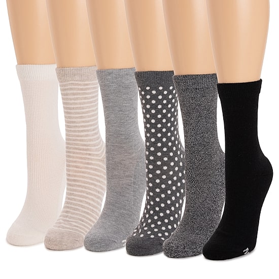 Muk Luks Womens 6 Pair Crew Socks