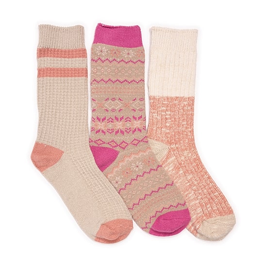 Muk Luks Womens Multi-Pack 3 Pair Boot Socks