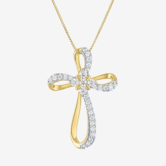 Cross (G-H, Si2-I1) Womens 5/8 CT. T.W. Lab Grown White Diamond 14K Gold Over Silver Cross 18 Inch Pendant Necklace