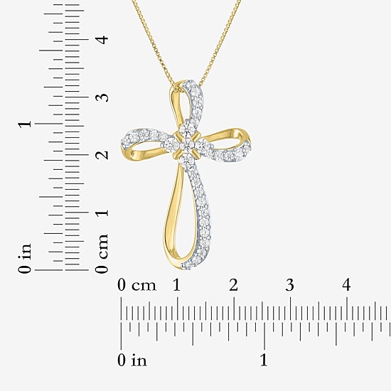 Cross (G-H, Si2-I1) Womens 5/8 CT. T.W. Lab Grown White Diamond 14K Gold Over Silver Cross 18 Inch Pendant Necklace
