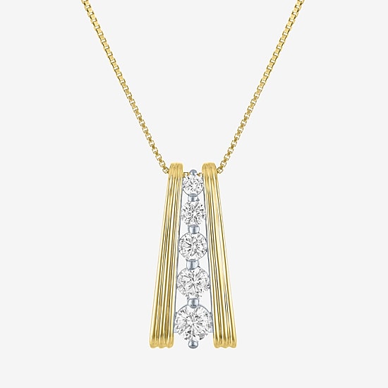 G-H/ Si2-I1 Womens 5/8 CT. T.W. Lab Grown White Diamond 14K Gold Over Silver 18 Inch Pendant Necklace