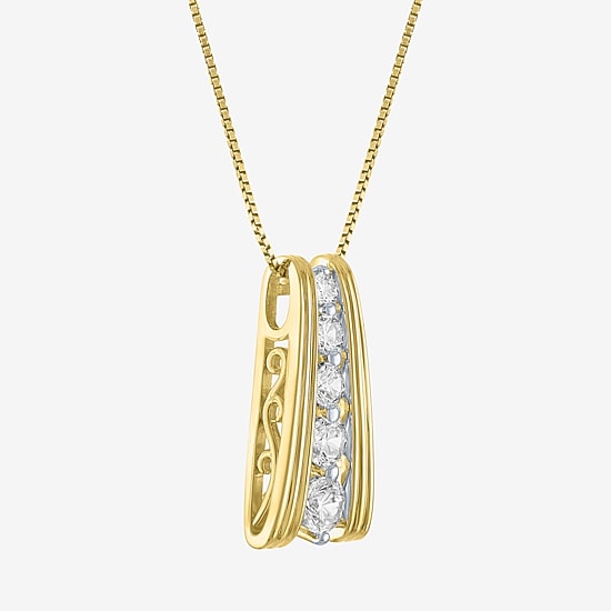 G-H/ Si2-I1 Womens 5/8 CT. T.W. Lab Grown White Diamond 14K Gold Over Silver 18 Inch Pendant Necklace