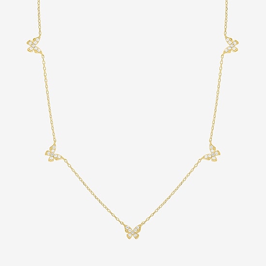 Diamond Addiction Butterfly (G-H/ Si2-I1) Womens 1/4 CT. T.W. Lab Grown White Diamond 14K Gold Over Silver Butterfly 18 Inch Pendant Necklace