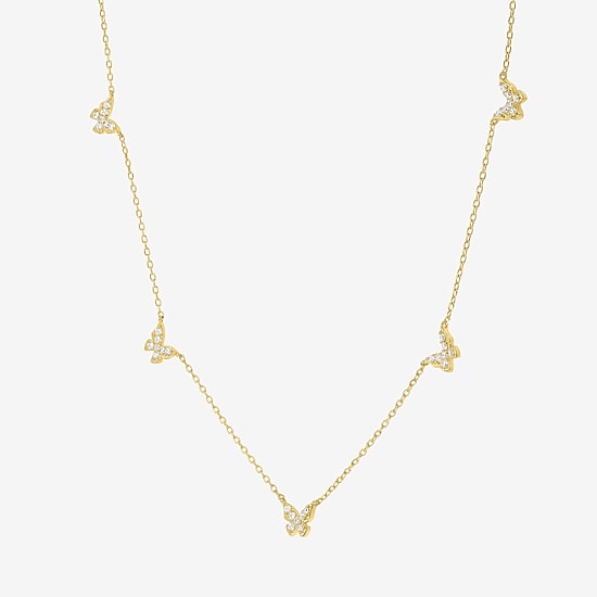 Diamond Addiction Butterfly (G-H/ Si2-I1) Womens 1/4 CT. T.W. Lab Grown White Diamond 14K Gold Over Silver Butterfly 18 Inch Pendant Necklace