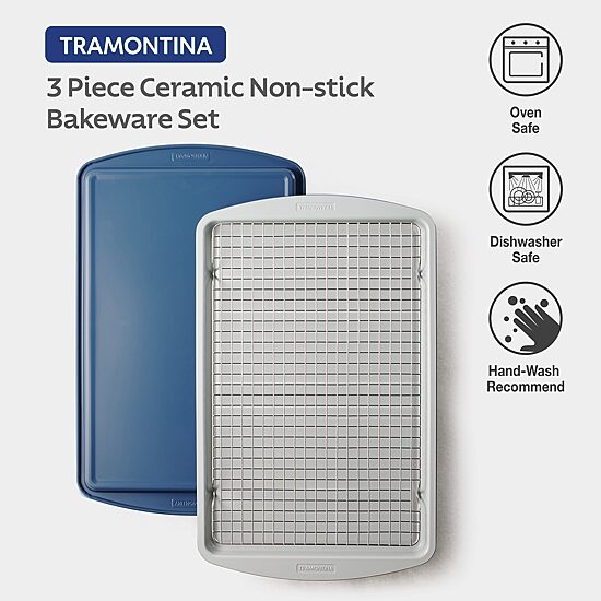 Tramontina Rise 3-pc. Cookie Sheet and Cooling Rack Set