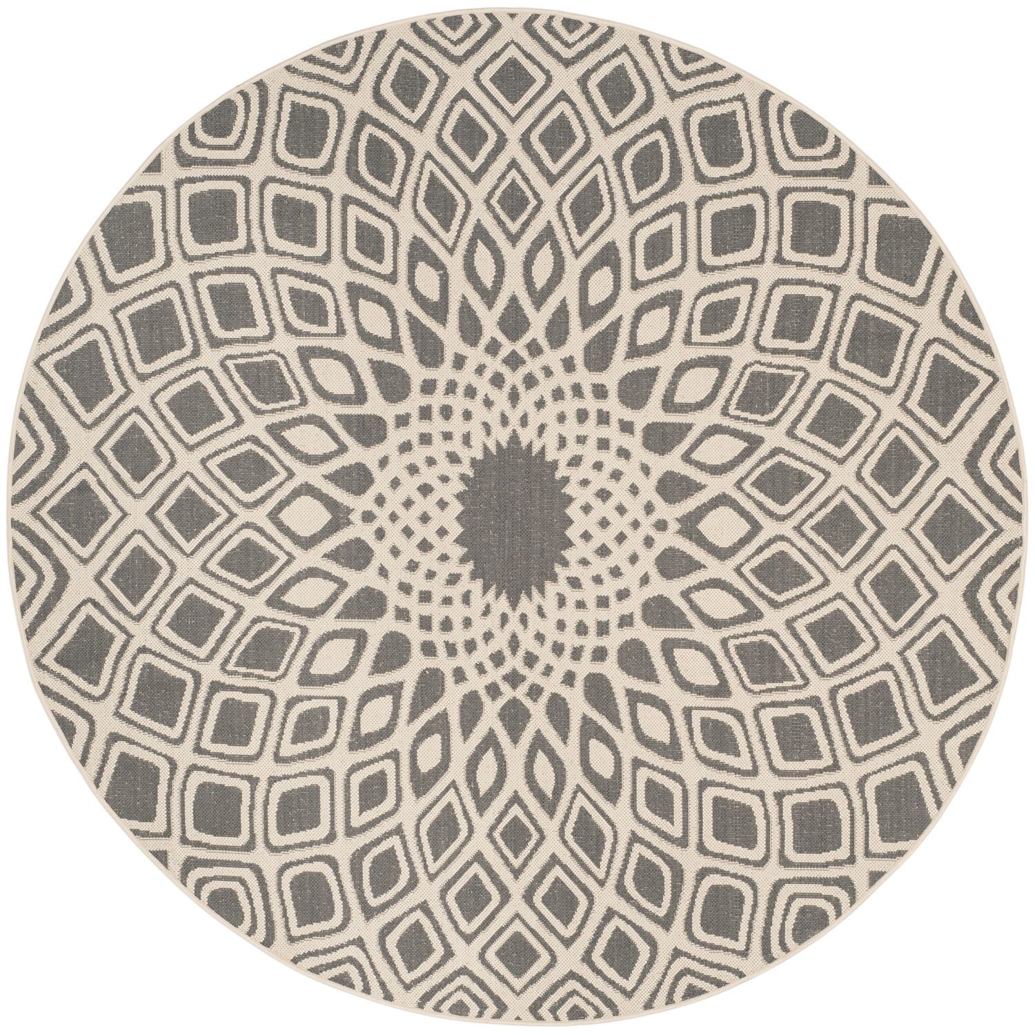 Safavieh Courtyard Collection Jacinth Geometric Indoor/Outdoor Round Area Rug