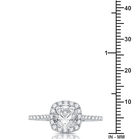 Signature By Modern Bride Womens 2 1/4 CT. T.W. Natural Diamond 14K Gold Cushion Side Stone Halo Bridal Set