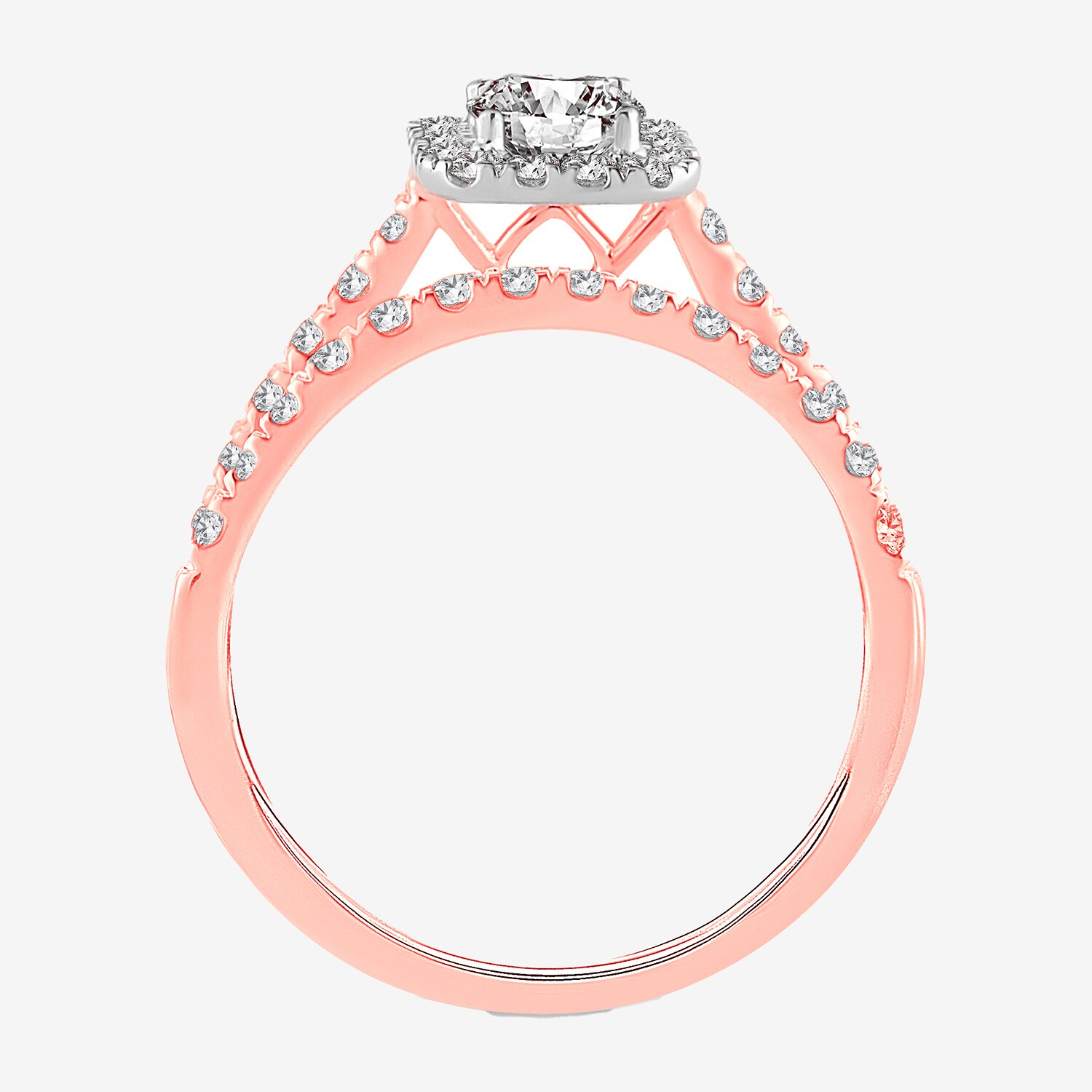 Signature By Modern Bride Womens 1 CT. T.W. (H-I / SI1-SI2) Lab-Grown Diamond Cushion Halo Bridal Set 10K or 14K Gold