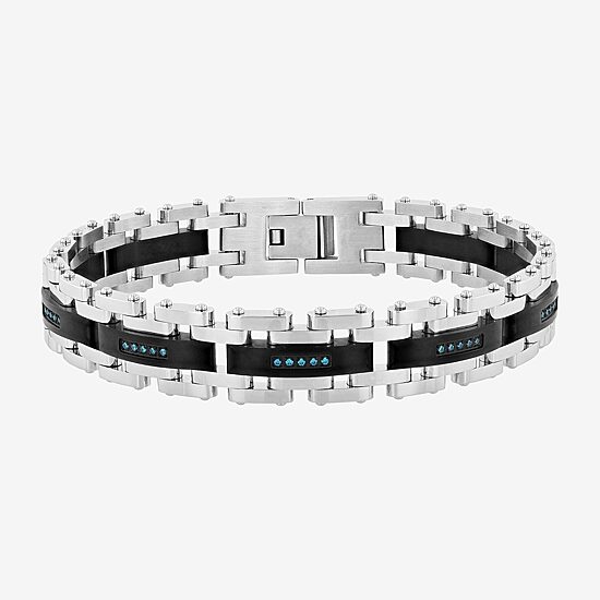 Mens Stainless Steel 8 1/2 Inch Solid Chain Bracelet