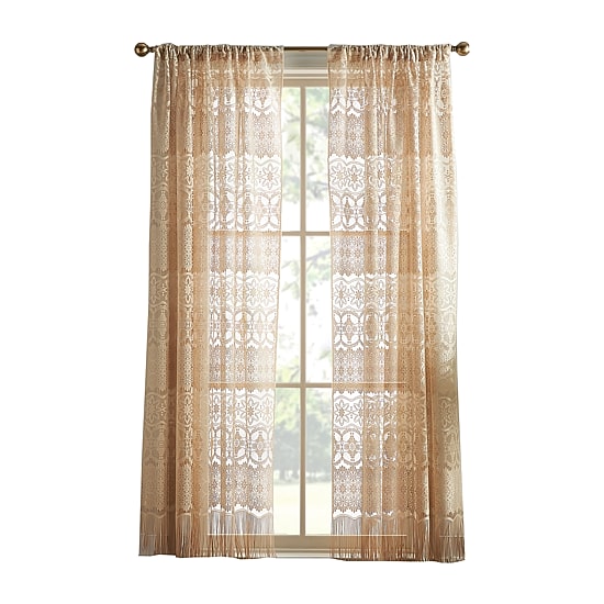 CHF Boho Lace Rod Pocket Light-Filtering Single Curtain Panel