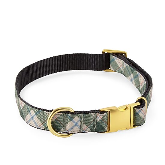 Paw & Tail Woven Printed Plaid Dog Collar