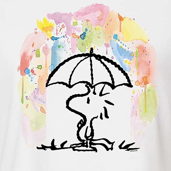 Umbrella Woodstock Cropped Tee Womens Juniors Crew Neck Long Sleeve Regular Fit Peanuts Graphic T-Shirt
