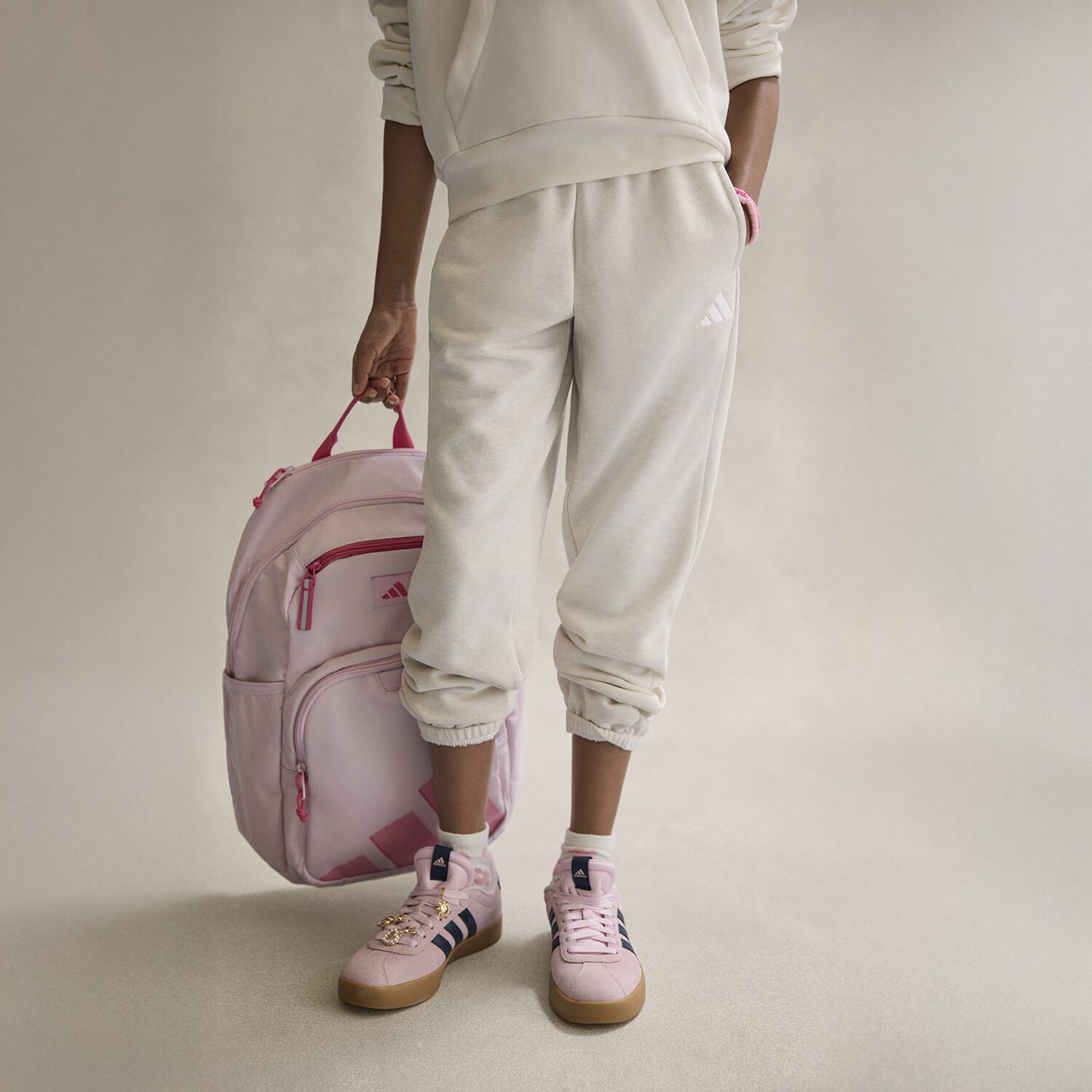 adidas Big Kid Girls Cuffed Mid Rise Loose Fit Fleece Jogger Pant