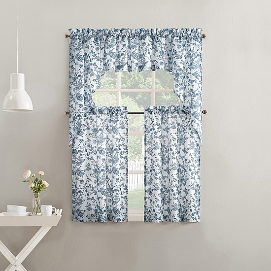 No 918 Elara Tonal Botanical 2-pc. Rod Pocket Window Tier
