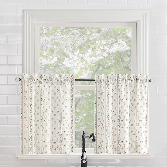 No 918 Riverwood Floral Stripe 2-pc. Rod Pocket Window Tier