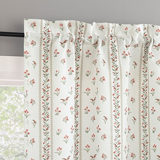 No 918 Riverwood Floral Stripe 2-pc. Rod Pocket Window Tier