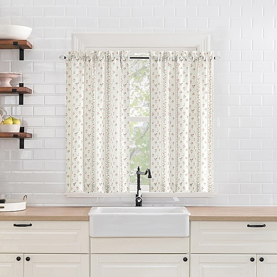No 918 Riverwood Floral Stripe 2-pc. Rod Pocket Window Tier