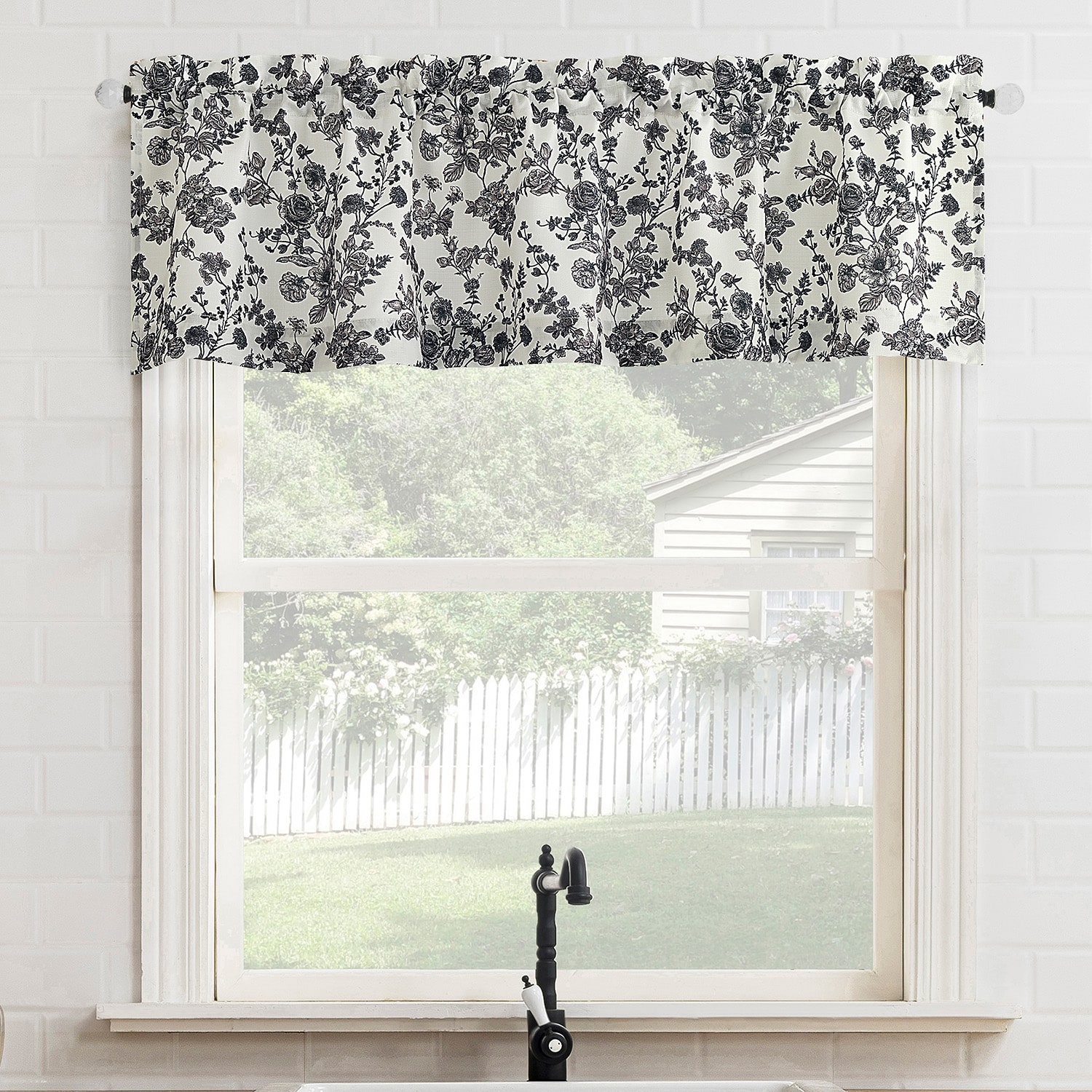 No 918 Elara Tonal Botanical Rod Pocket Tailored Valance