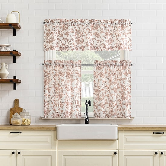 No 918 Elara Tonal Botanical Rod Pocket Tailored Valance