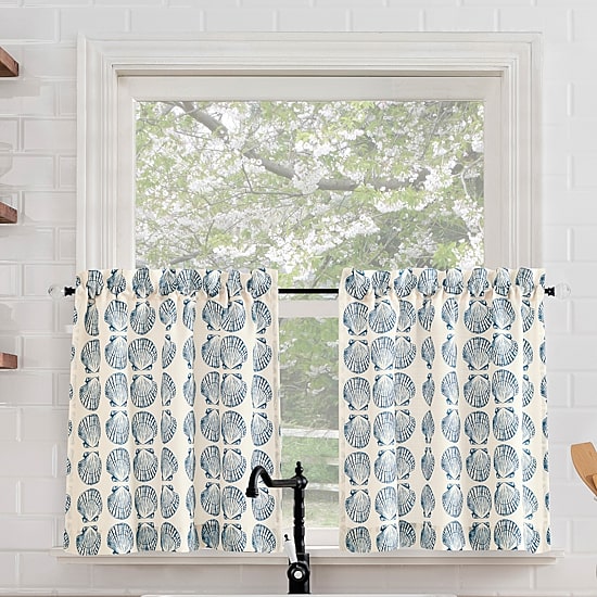No 918 Sandbar Tonal Seashell Print 2-pc. Rod Pocket Window Tier