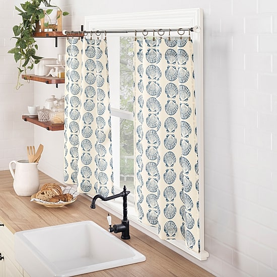 No 918 Sandbar Tonal Seashell Print 2-pc. Rod Pocket Window Tier