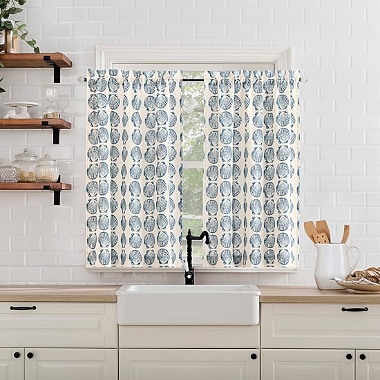 No 918 Sandbar Tonal Seashell Print 2-pc. Rod Pocket Window Tier
