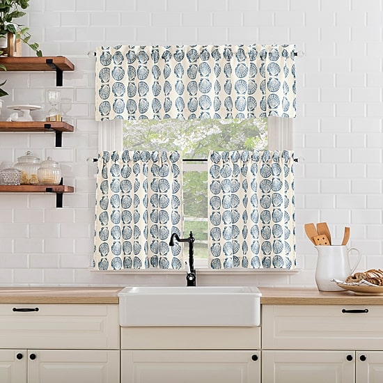 No 918 Sandbar Tonal Seashell Print 2-pc. Rod Pocket Window Tier