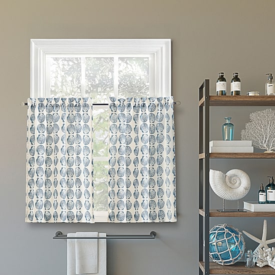 No 918 Sandbar Tonal Seashell Print 2-pc. Rod Pocket Window Tier