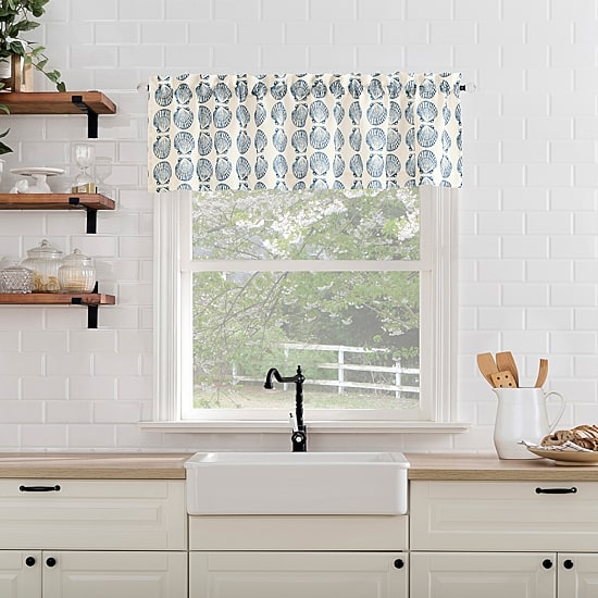 No 918 Sandbar Tonal Seashell Print 2-pc. Rod Pocket Window Tier