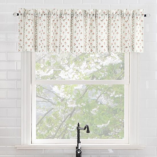 No 918 Riverwood Ditsy Floral Stripe Rod Pocket Tailored Valance