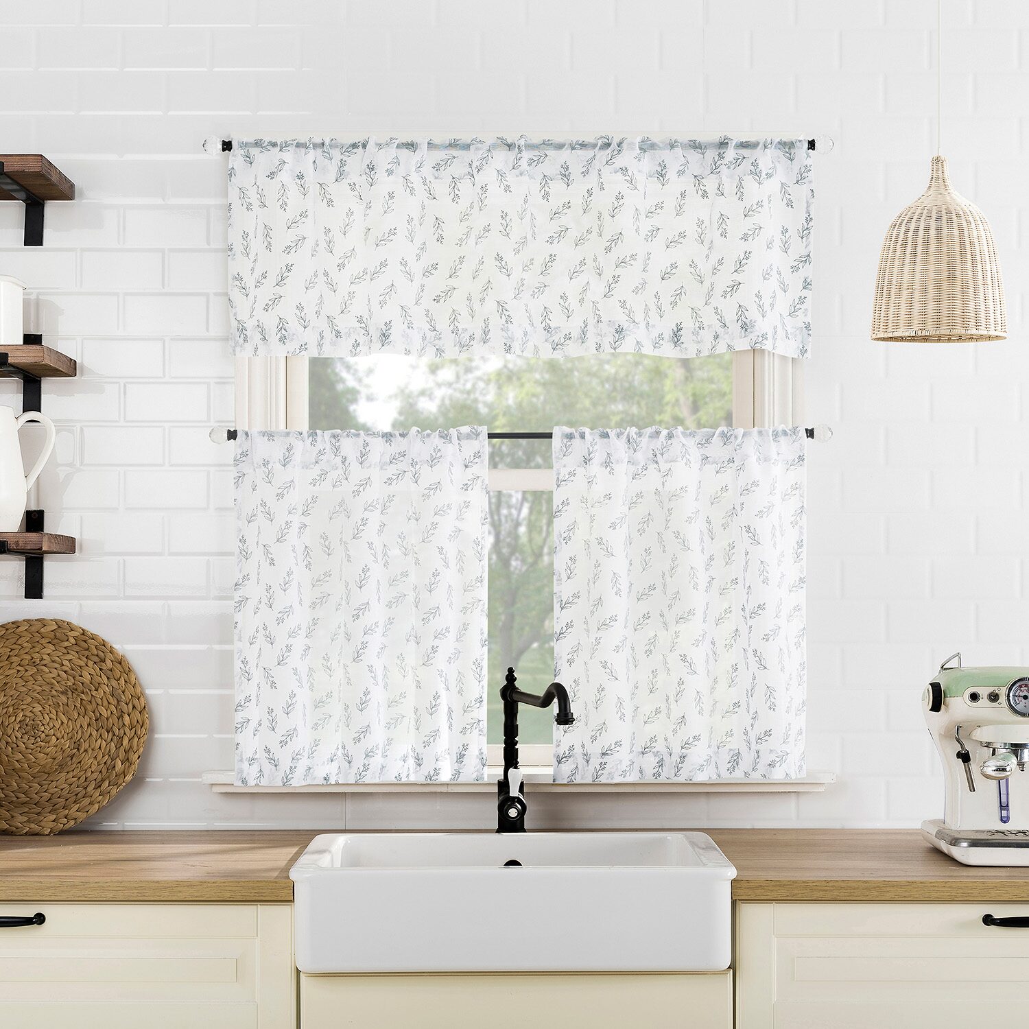 No 918 Hawthorne Floral Leaf Rod Pocket Tailored Valance