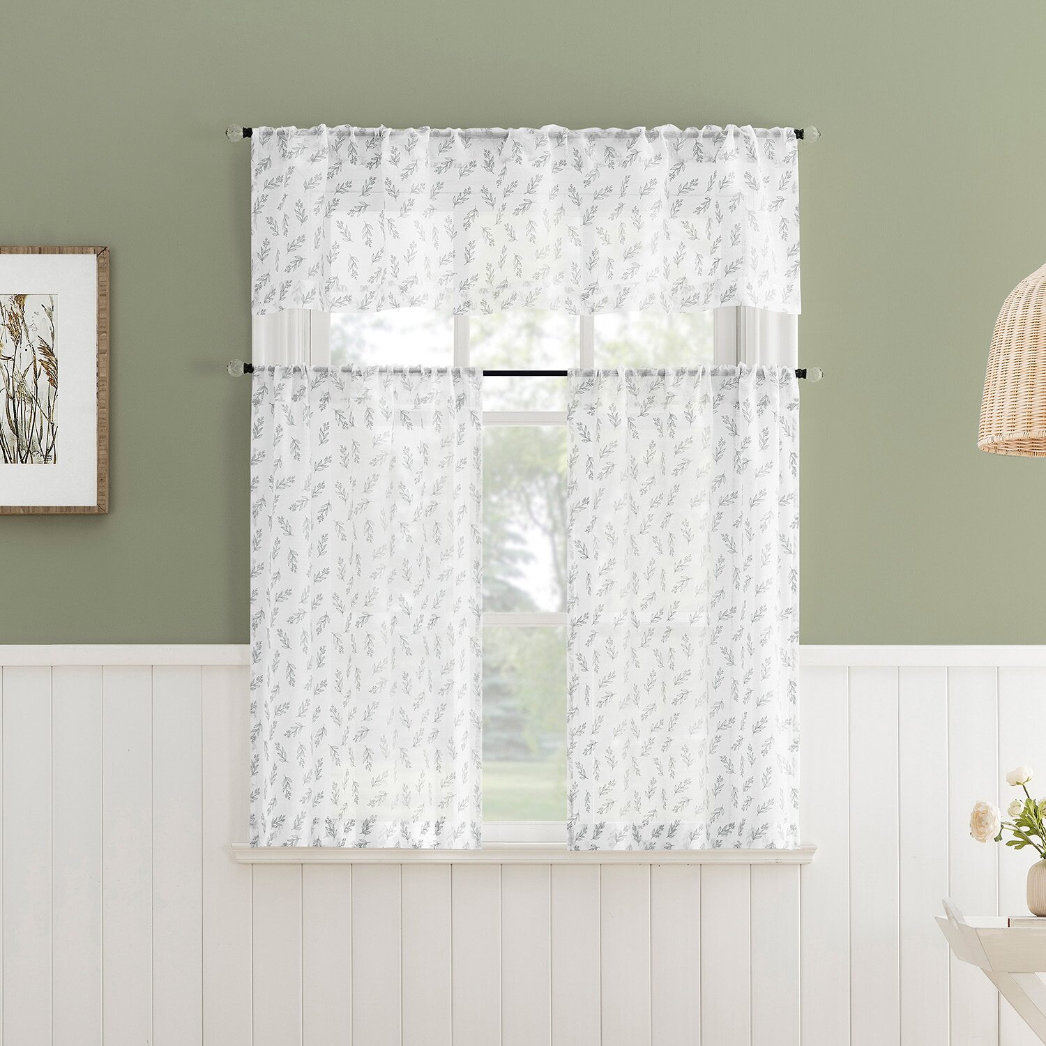 No 918 Hawthorne Floral Leaf Rod Pocket Tailored Valance