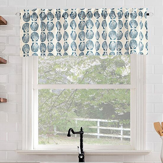No 918 Sandbar Tonal Seashell Print Rod Pocket Tailored Valance