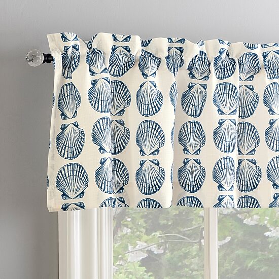 No 918 Sandbar Tonal Seashell Print Rod Pocket Tailored Valance
