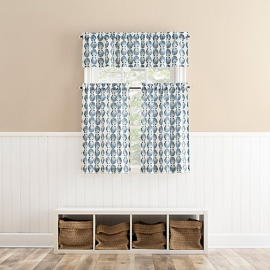 No 918 Sandbar Tonal Seashell Print Rod Pocket Tailored Valance