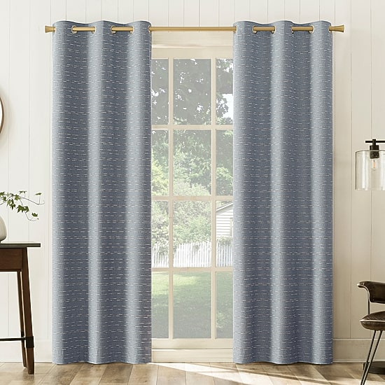 Sun Zero Dresden Detail Magnetic Grommet Top Light-Filtering Set of 2 Curtain Panel