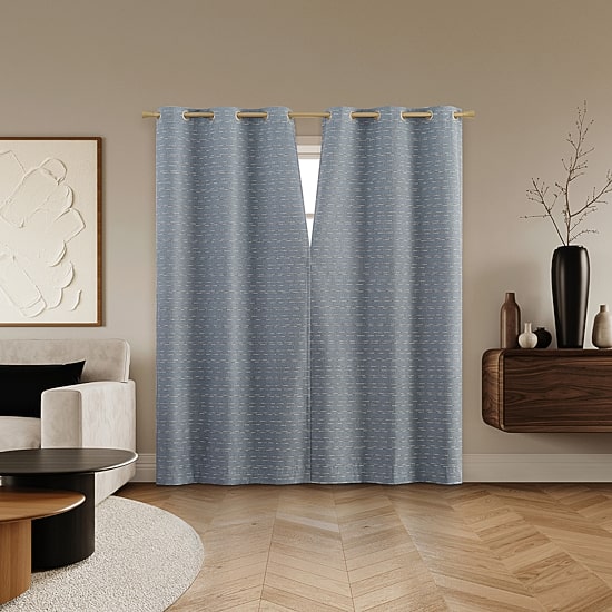 Sun Zero Dresden Detail Magnetic Grommet Top Light-Filtering Set of 2 Curtain Panel