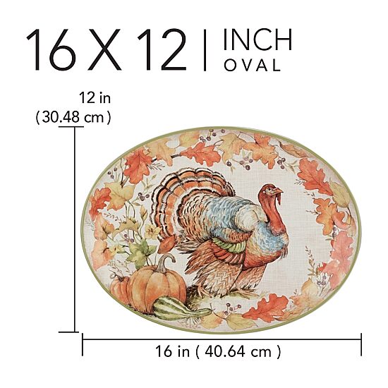 Certified International Autumn Breeze Oval Turkey Serving Platter