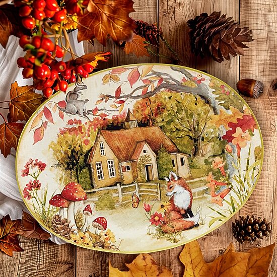 Certified International Woodland Critters Oval Serving Platter