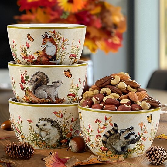 Certified International Woodland Critters 4-pc. Earthenware Ice Cream Bowl