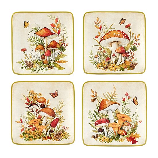Certified International Woodland Critters 4-pc. Earthenware Appetizer Plate