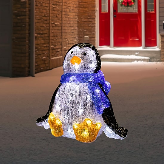 11.5'' Lighted Commercial Grade Acrylic Baby Penguin Christmas Display Decoration